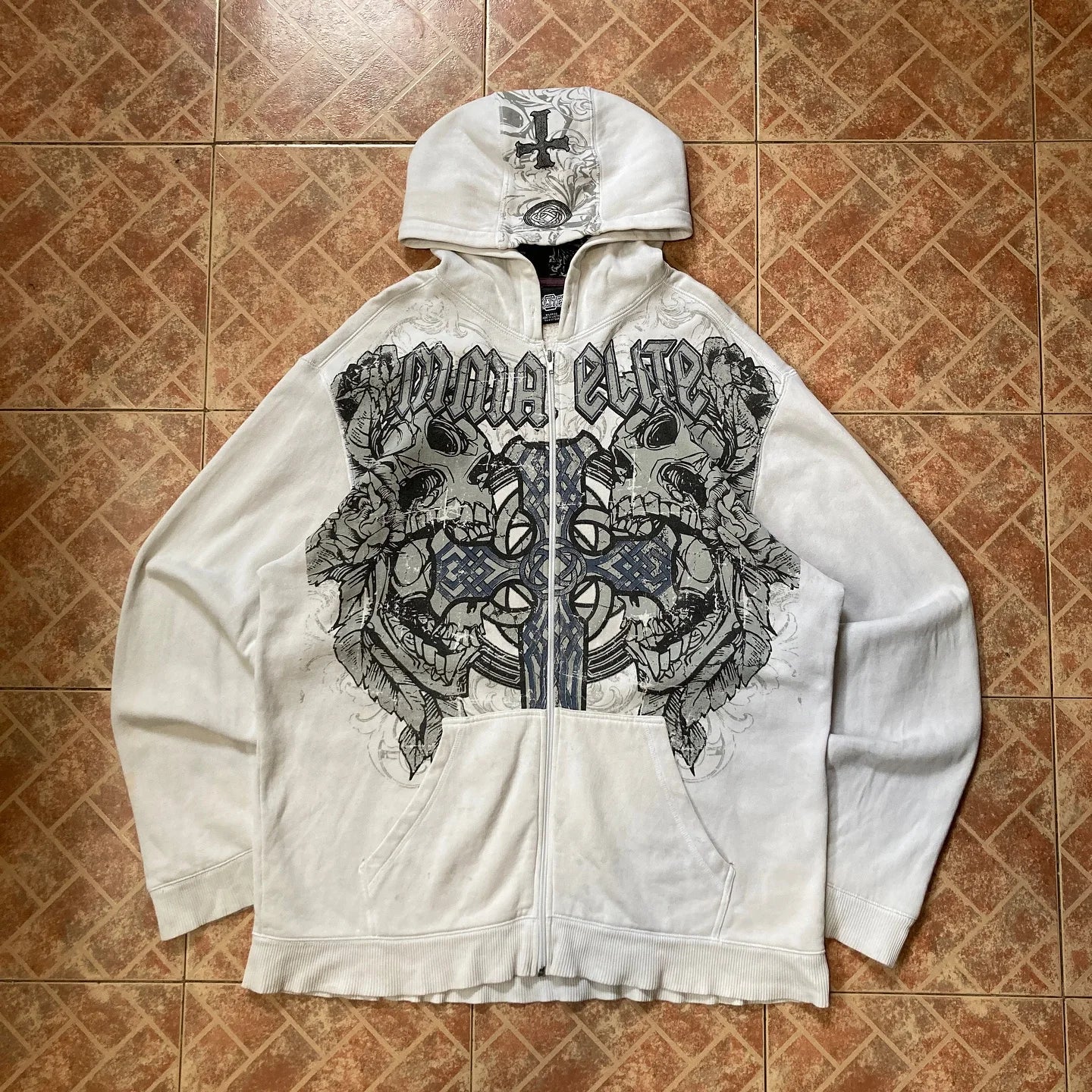 American Fashion Embroidery Personality Flash Diamond Oversize Zipper Hoodie Men Y2K New Harajuku Gothic Casual Joker Sweatshirt