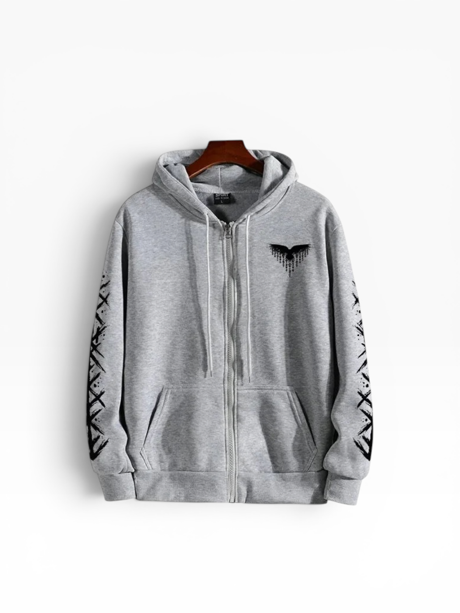 FM - Graphic Print Full Zip Hoodie With Hood