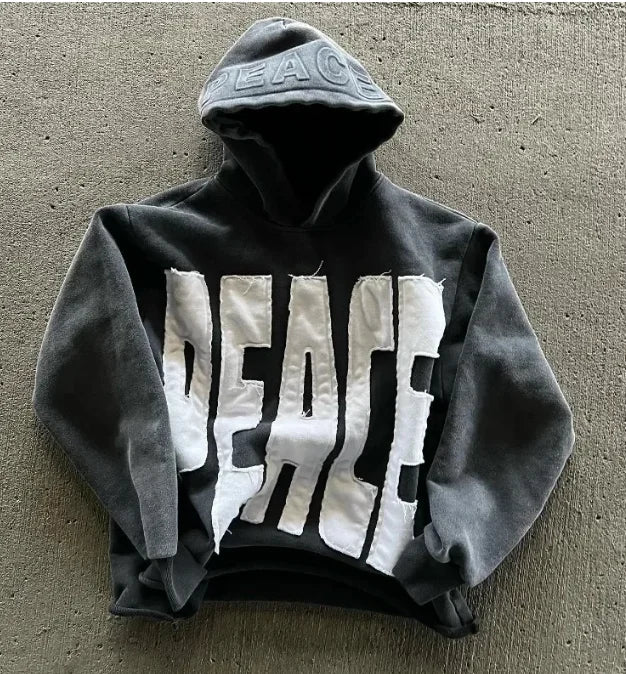 American Fashion Embroidery Personality Flash Diamond Oversize Zipper Hoodie Men Y2K New Harajuku Gothic Casual Joker Sweatshirt