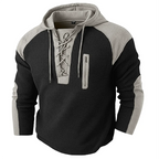 Spring Autumn Men's Casual Hooded Sweatshirt Vintage Patchwork Casual Sports Sweatshirts Mlae Fashion Drawstring Pullover Hoodie