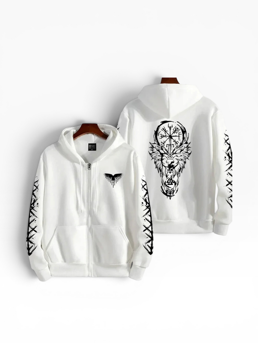 FM - Graphic Print Full Zip Hoodie With Hood