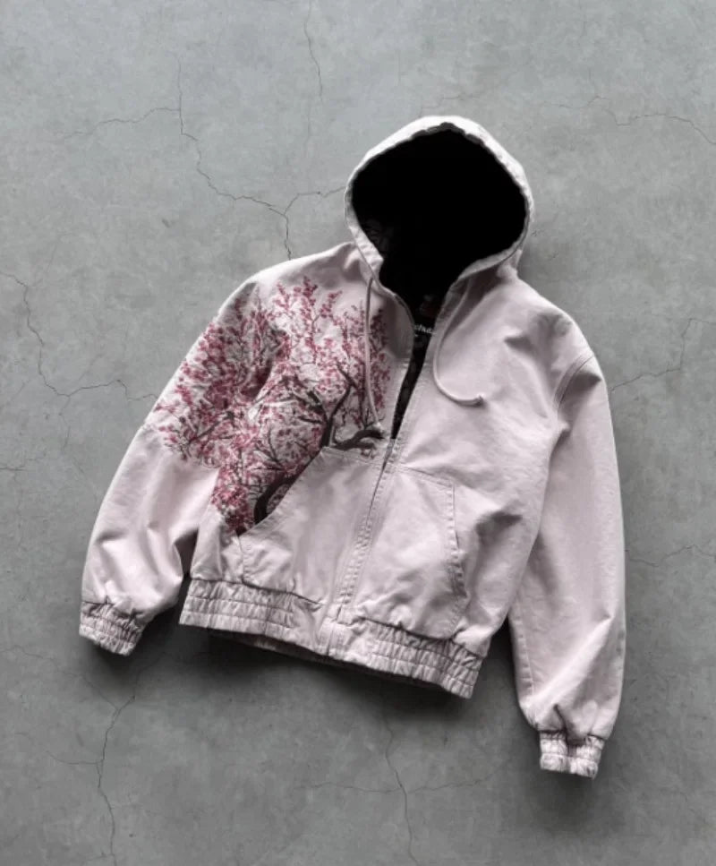 American Fashion Embroidery Personality Flash Diamond Oversize Zipper Hoodie Men Y2K New Harajuku Gothic Casual Joker Sweatshirt