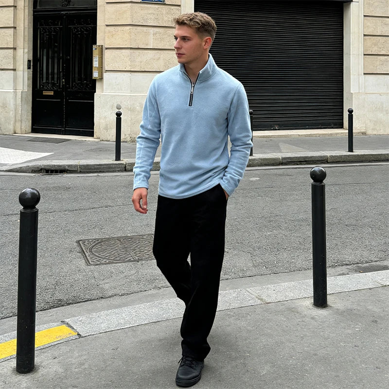 Men's Quarter Zip Fleece Pullover Sweatshirt