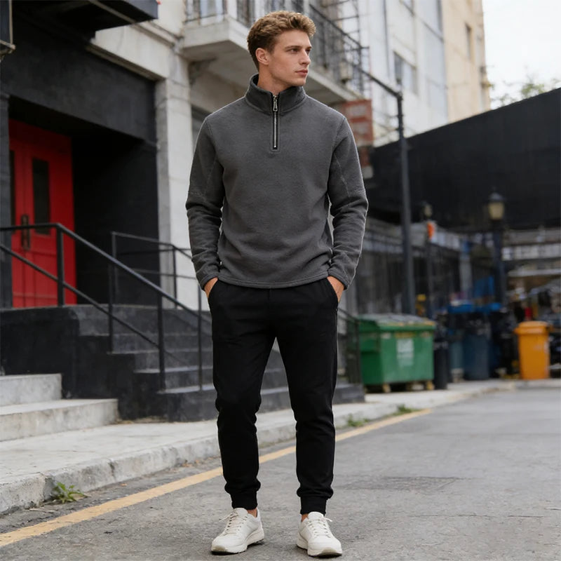 Men's Quarter Zip Fleece Pullover Sweatshirt