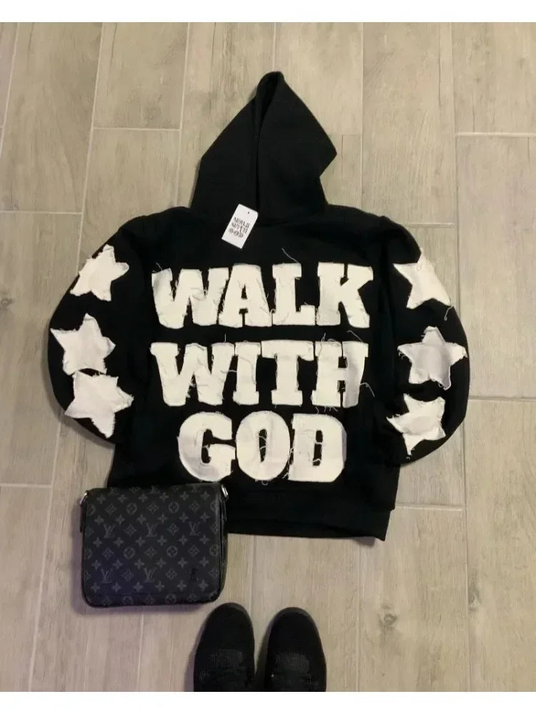 American Fashion Embroidery Personality Flash Diamond Oversize Zipper Hoodie Men Y2K New Harajuku Gothic Casual Joker Sweatshirt