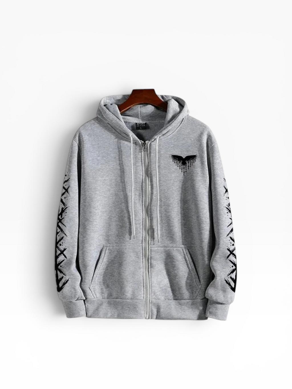 FM - Graphic Print Full Zip Hoodie With Hood