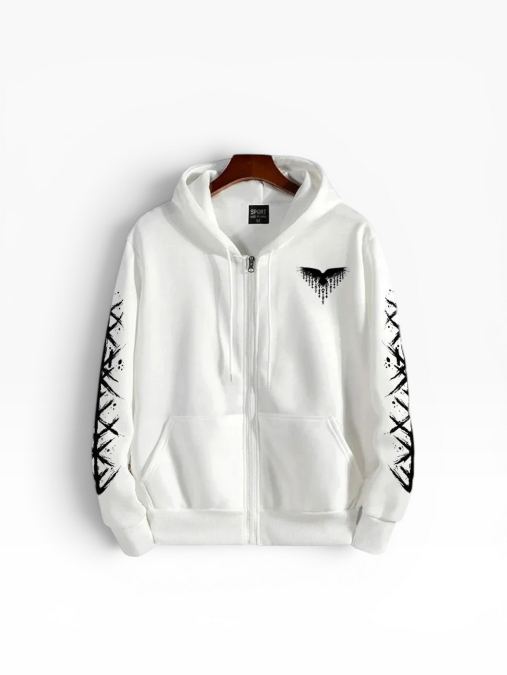 FM - Graphic Print Full Zip Hoodie With Hood