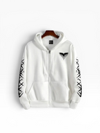 FM - Graphic Print Full Zip Hoodie With Hood