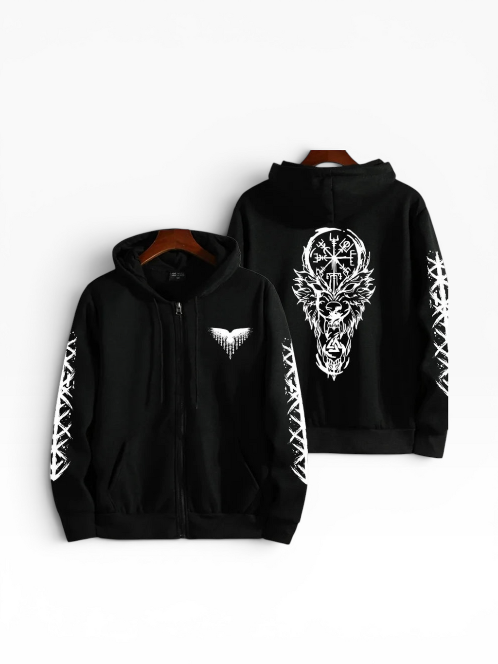 FM - Graphic Print Full Zip Hoodie With Hood