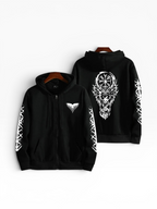 FM - Graphic Print Full Zip Hoodie With Hood