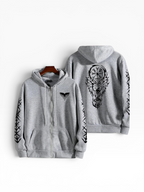 FM - Graphic Print Full Zip Hoodie With Hood