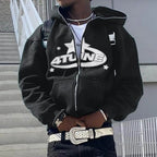 Zip Up Hoodies Cardigan Hooded Warmth Sweatshirt Aesthetics Letter Print Trend Casual Hip Hop Y2k New Sweatshirts Men's Clothing