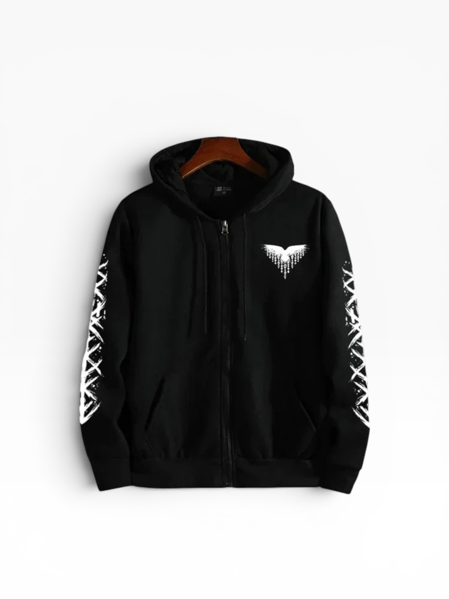 FM - Graphic Print Full Zip Hoodie With Hood