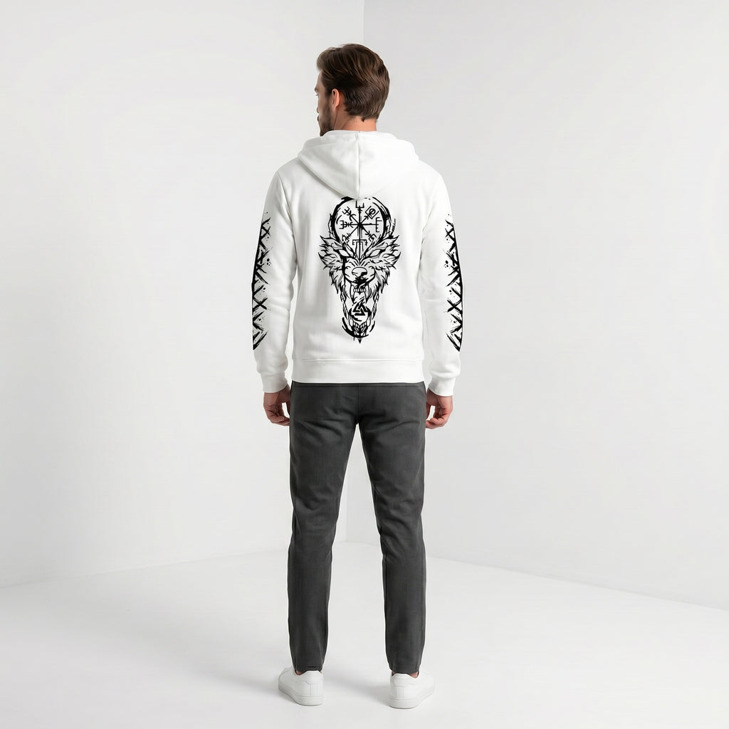 FM - Graphic Print Full Zip Hoodie With Hood
