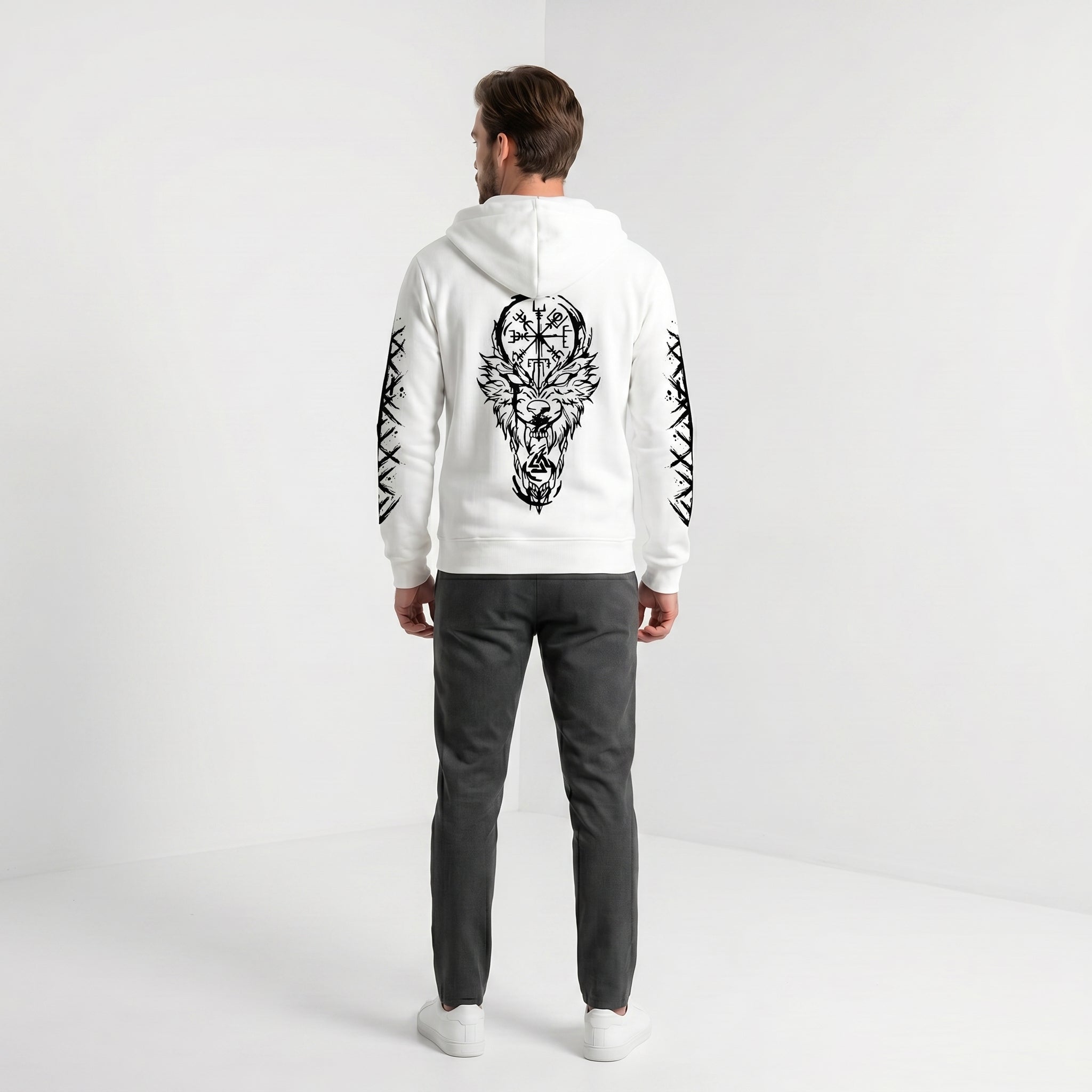 FM - Graphic Print Full Zip Hoodie With Hood