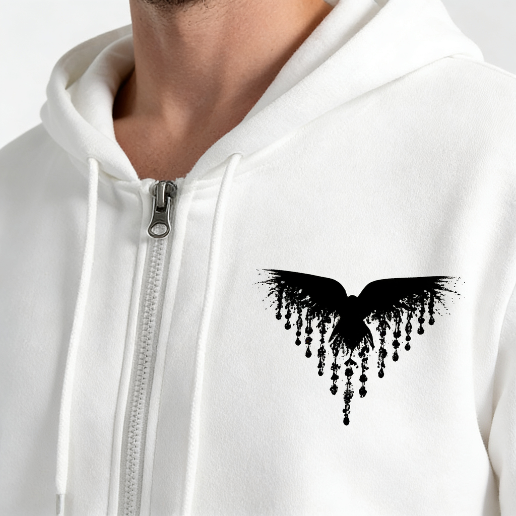 FM - Graphic Print Full Zip Hoodie With Hood